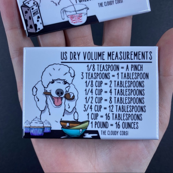 White Standard Poodle Measuring Chart Magnet Set Kitchen Cooking & Baking Guide - Picture 4 of 4